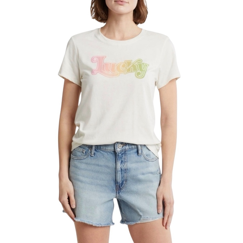 Lucky Brand Groovy Graphic Tee Shirt White NWT M XL